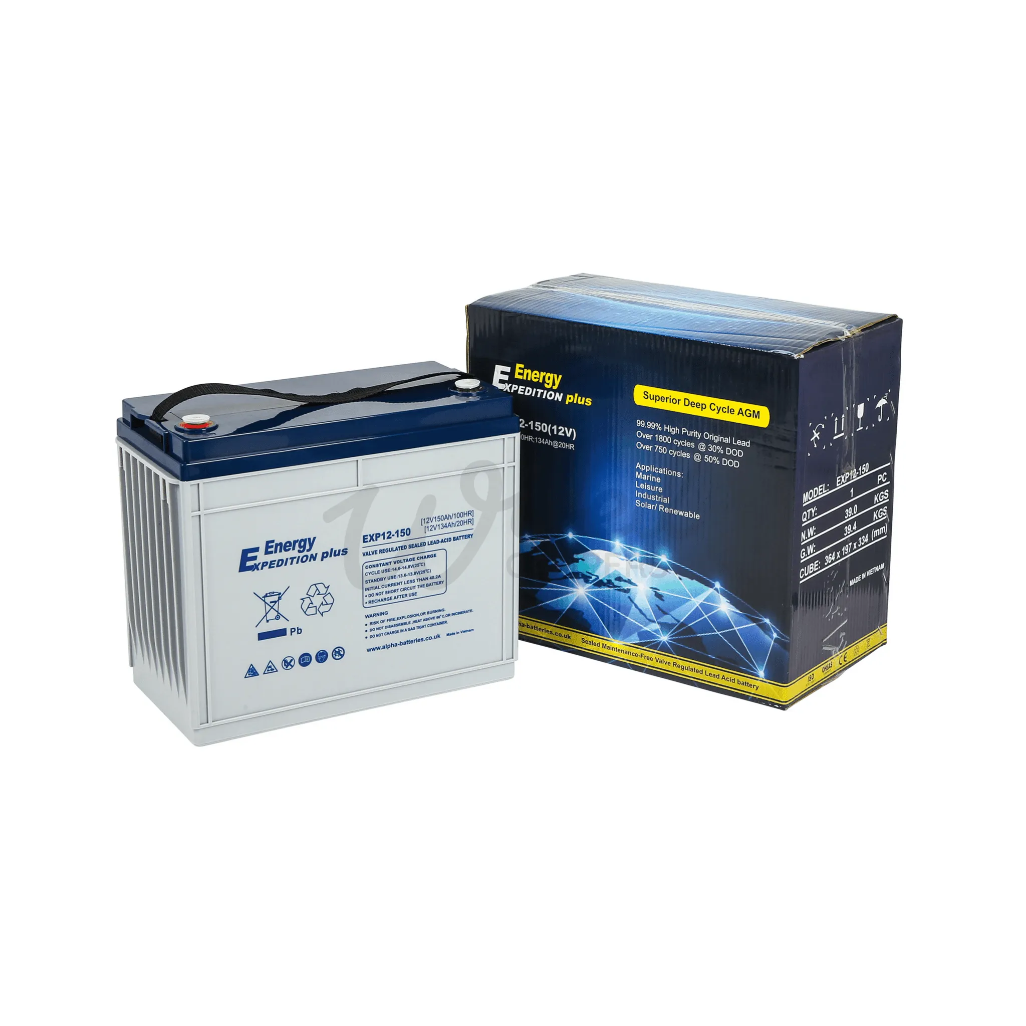 12V 150AH Expedition Plus AGM Deep Cycle Leisure Battery