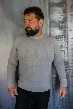 1700 Cotton Knit Crew Neck Long Sleeved Thermal Sweater - Grey