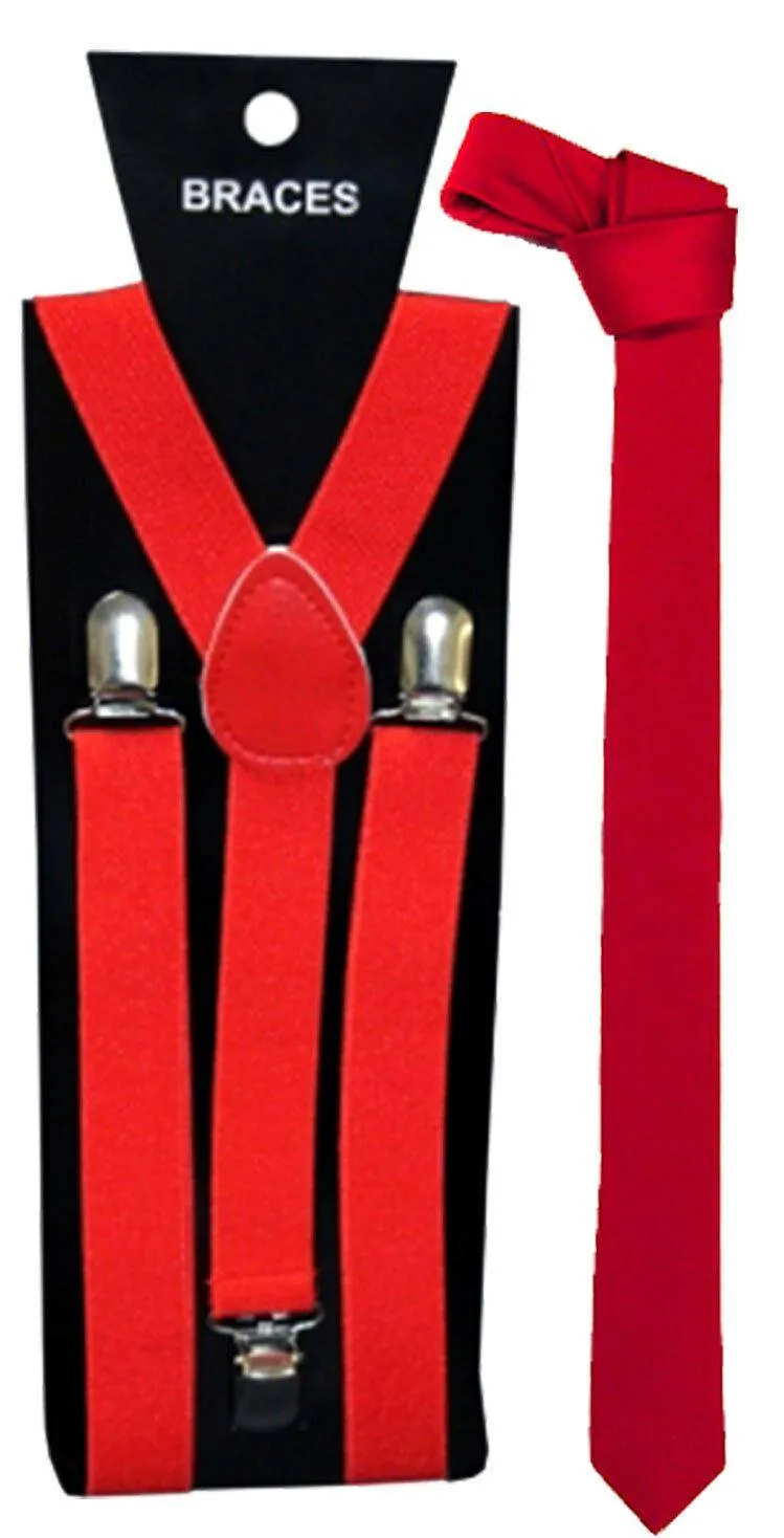 1920s GANGSTER FANCY DRESS AL CAPONE ROARING PIMP CIGAR MENS HAT TIE BRACES  RED