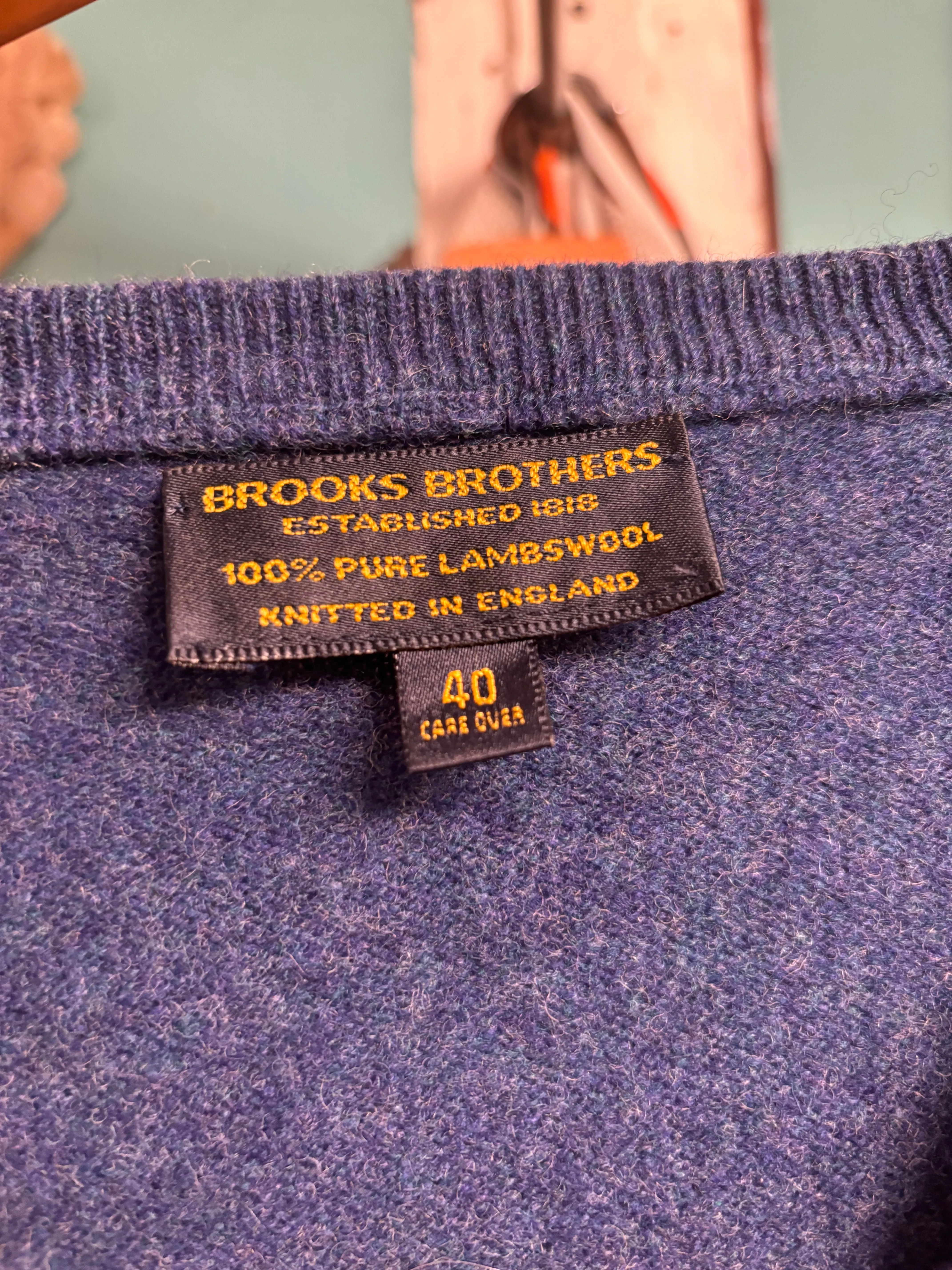 70s Brooks Bros 100% pure lambswool knitted in England v-neck sweater