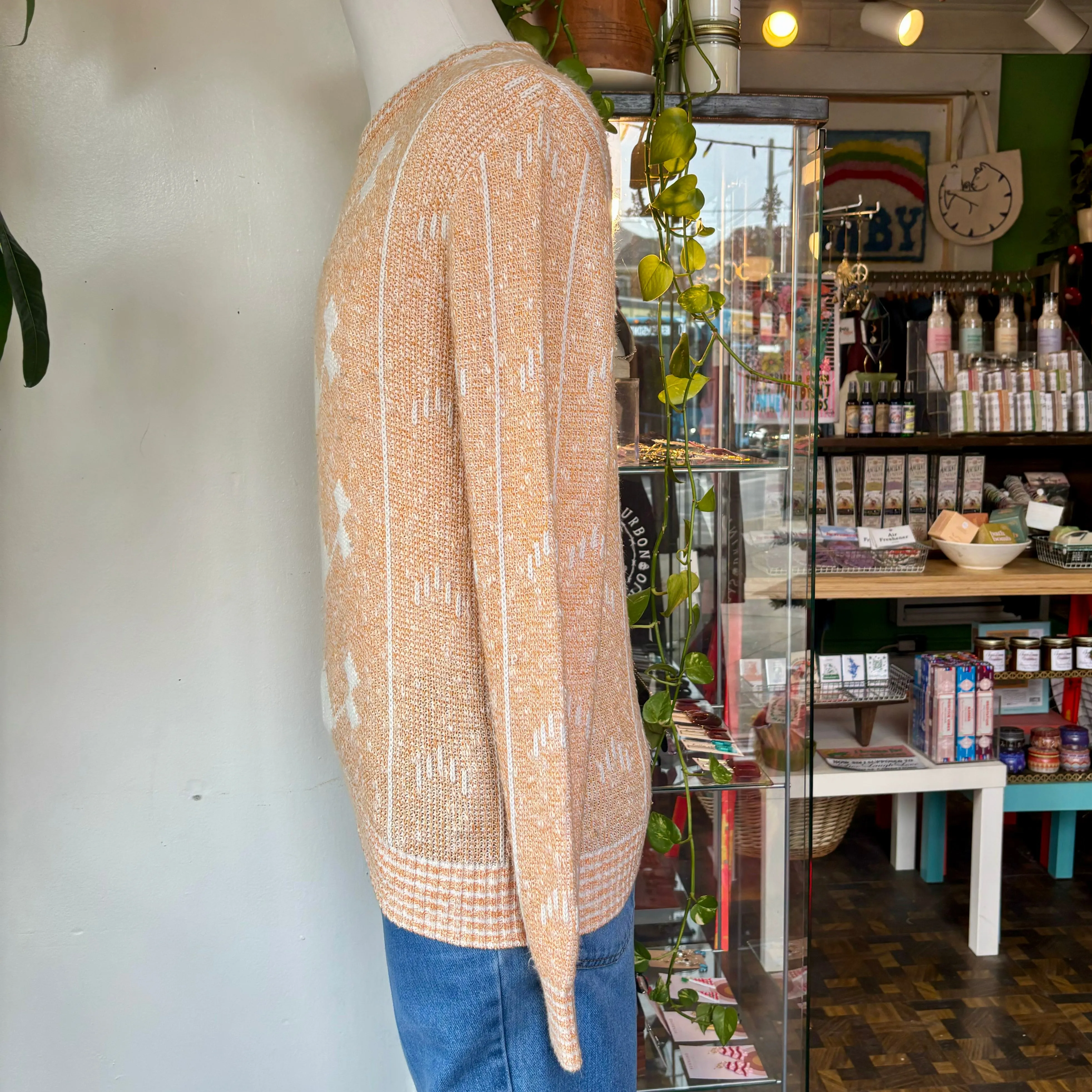 80s Marled knit argyle sweater