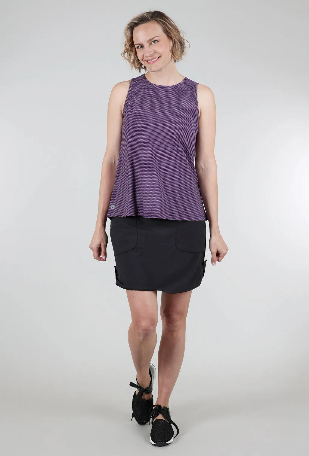 Active Mesh High-Neck Tank, Eggplant Heather