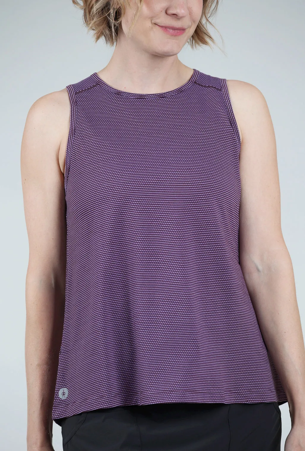 Active Mesh High-Neck Tank, Eggplant Heather