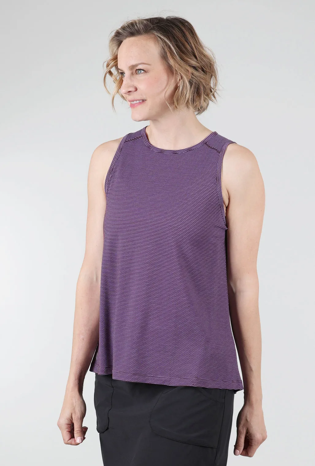 Active Mesh High-Neck Tank, Eggplant Heather