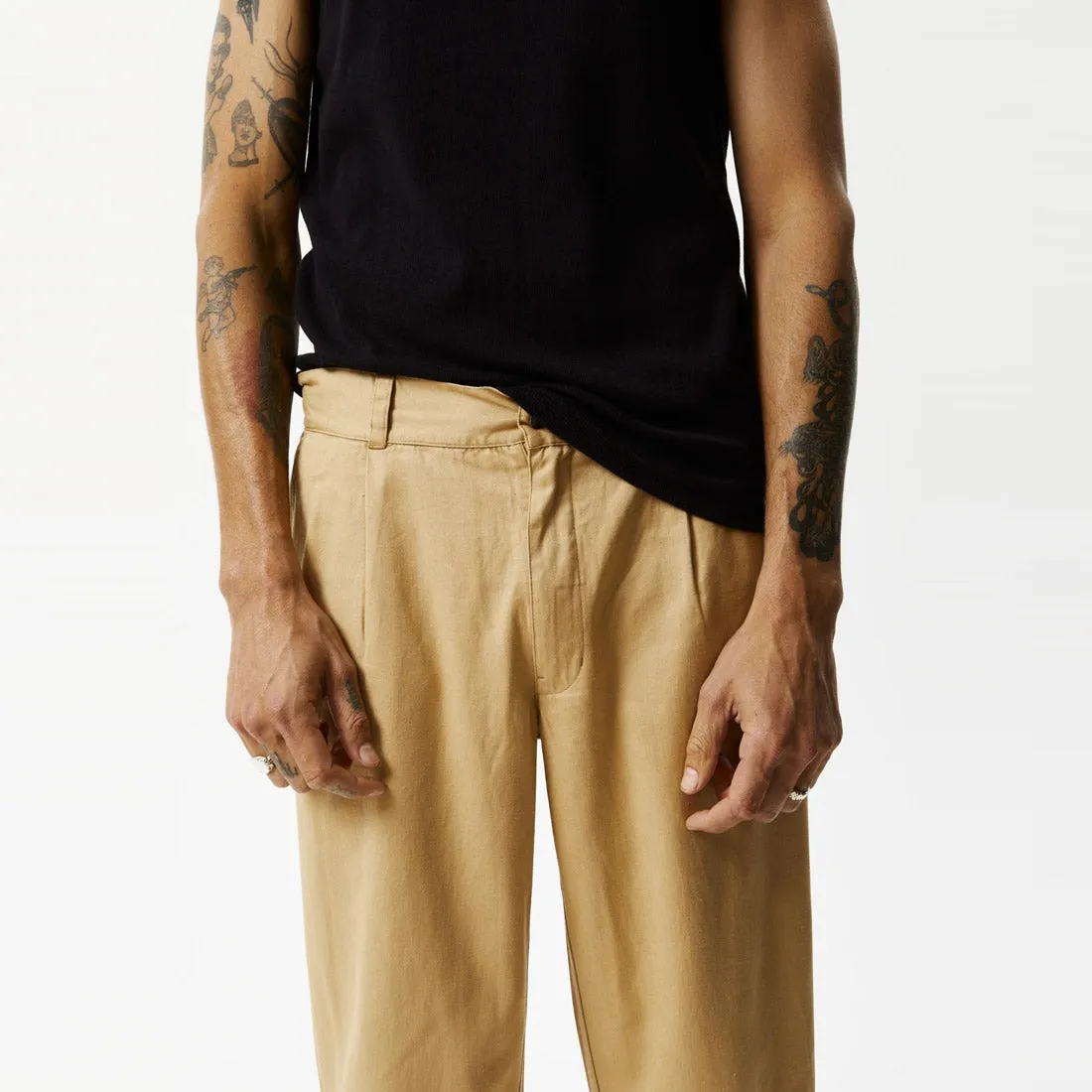 AFENDS Mixed Business Hemp Suit Pant - Tan