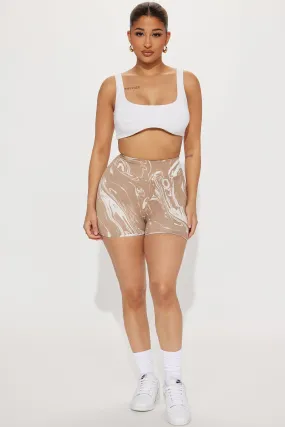 All Swirled Up Biker Short - Taupe/combo