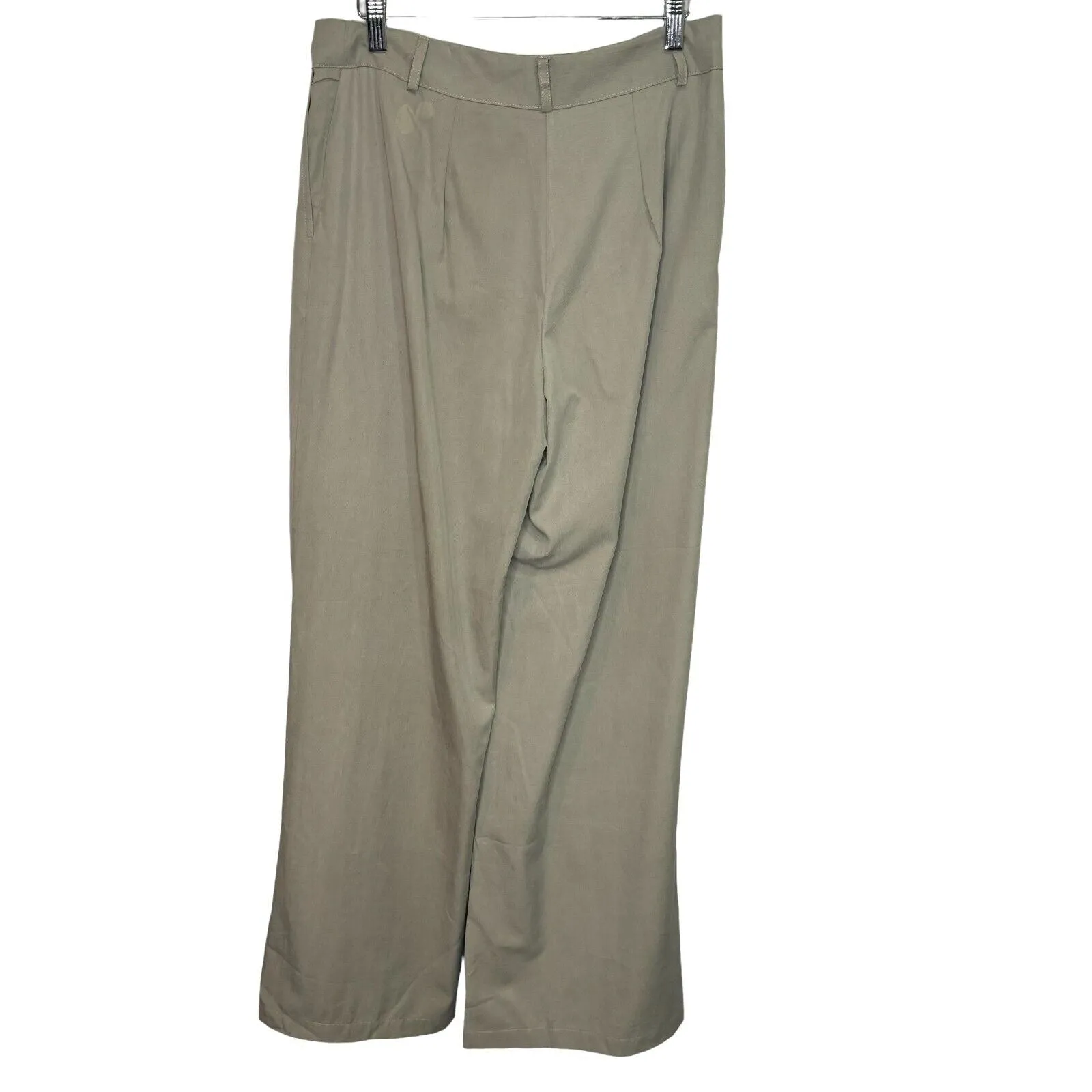 Anthropologie Wide Leg Pants Size Medium Amadi Taupe Pleated High Wide NEW $160