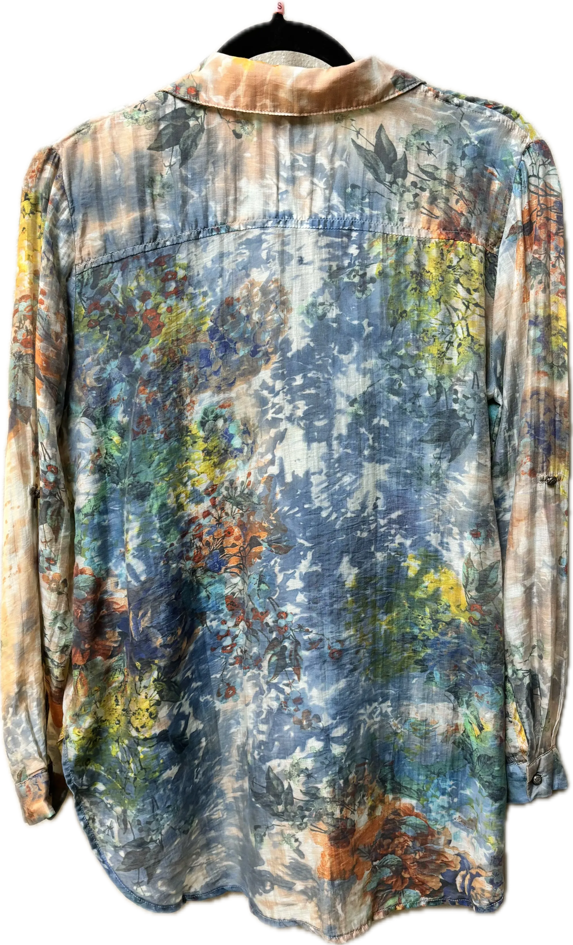 Aratta Floral Accent bluewash embroidered Blouse Shirt