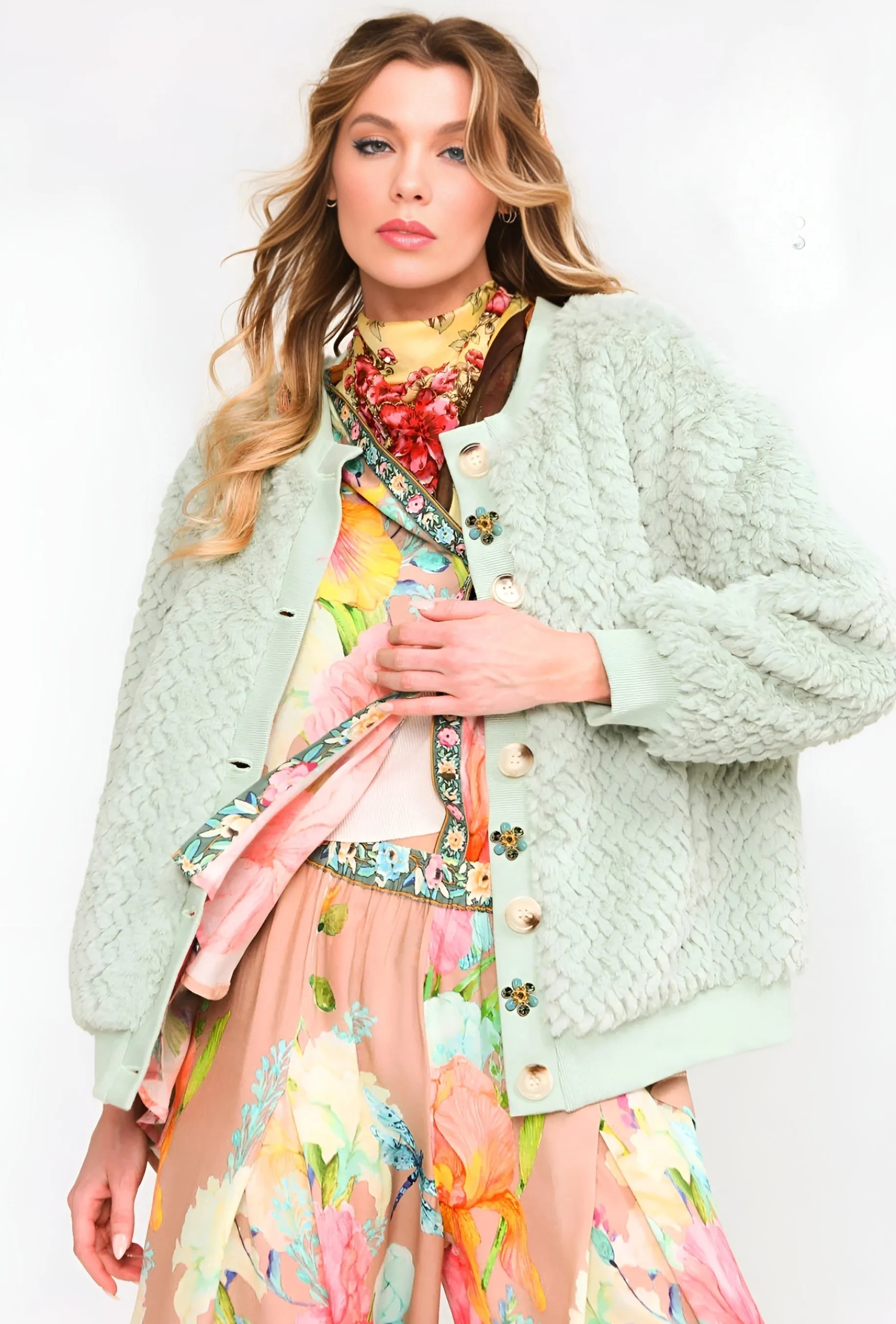 Aratta Nellie Fur Jacket- Winter Mint