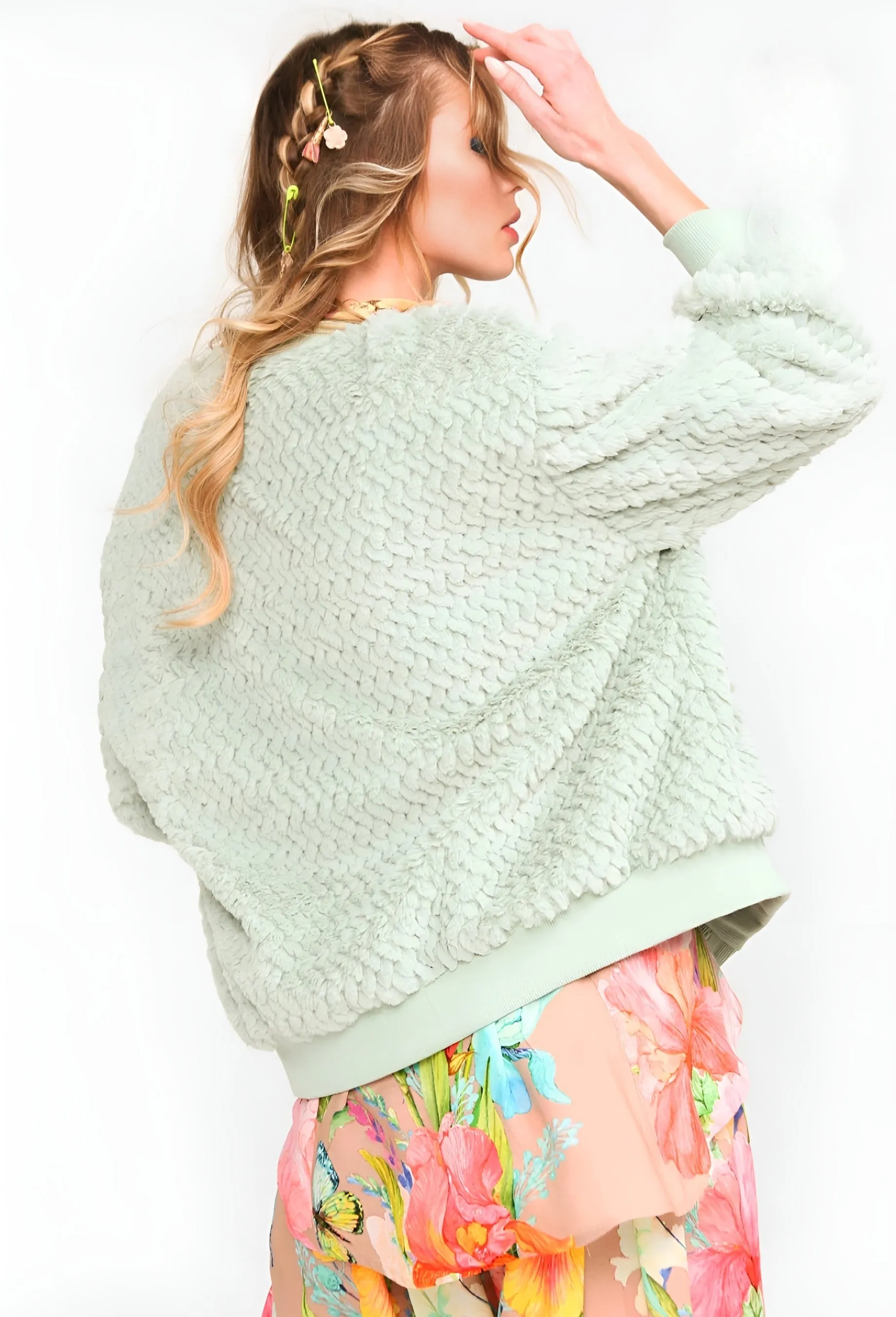 Aratta Nellie Fur Jacket- Winter Mint
