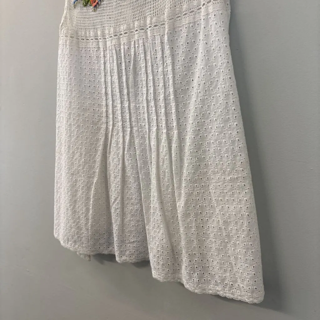 Aratta Silent Journey White Eyelet Lace Sleeveless Top Medium