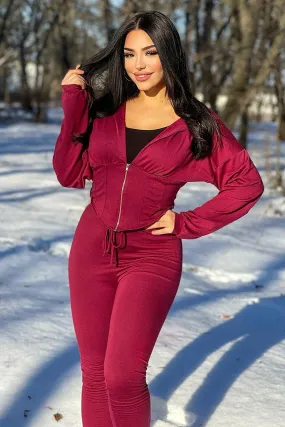 Better Than Ever Hoodie Set - Burgundy