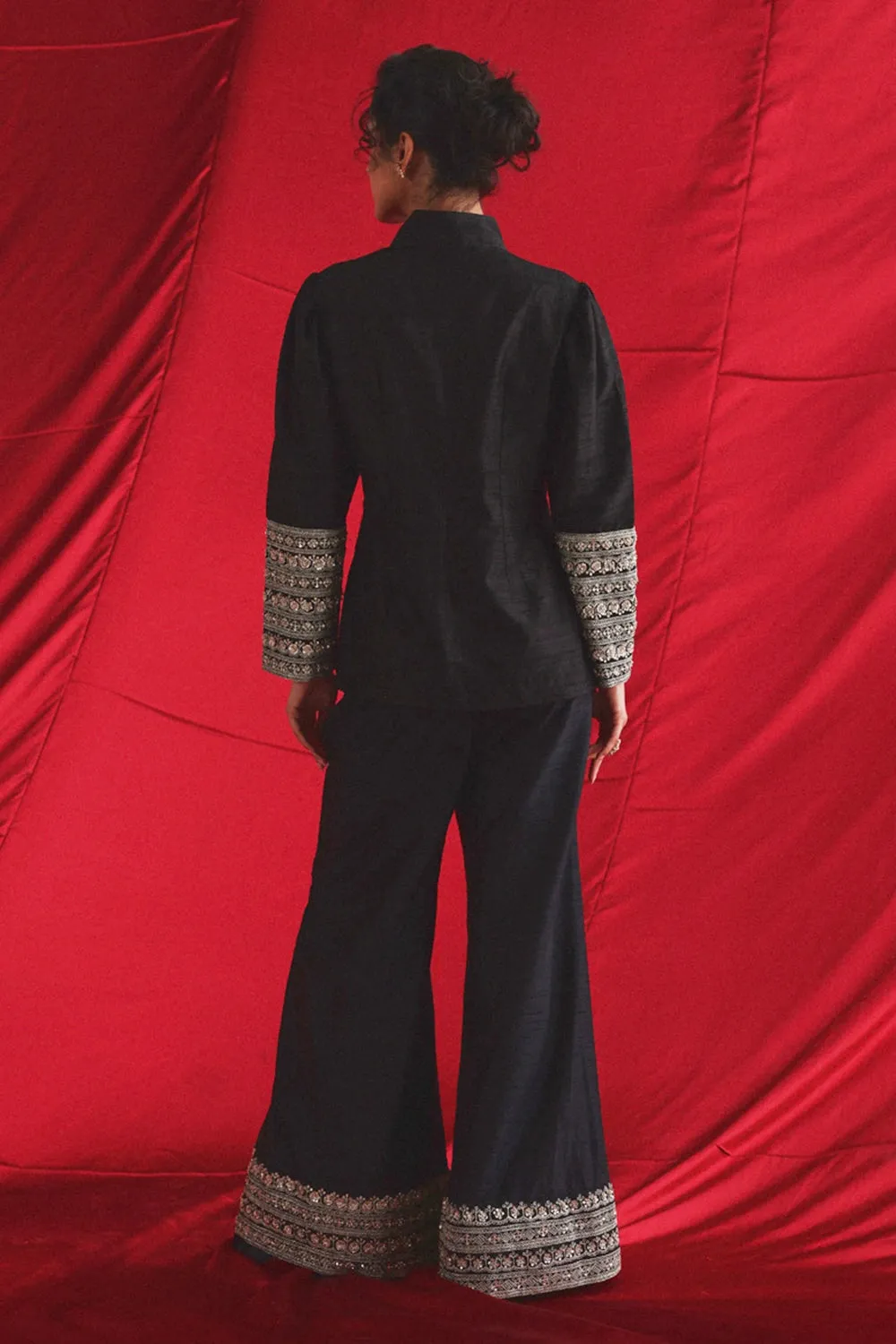 Black Marodiwork Palazzo Pants