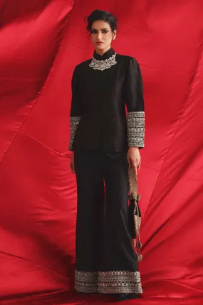 Black Marodiwork Palazzo Pants