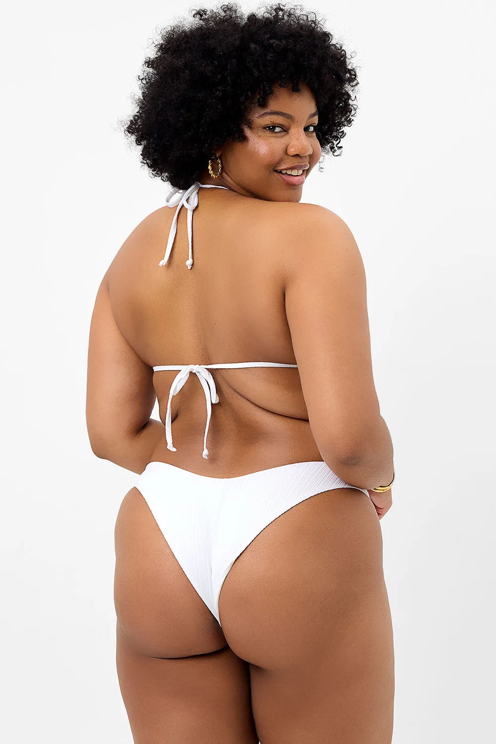 Boardwalk Plissé String Bikini Top - Optic White