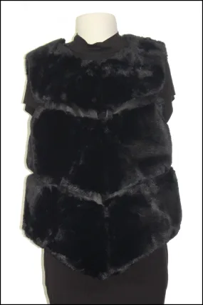 Bold Chevron Faux Fur Vest
