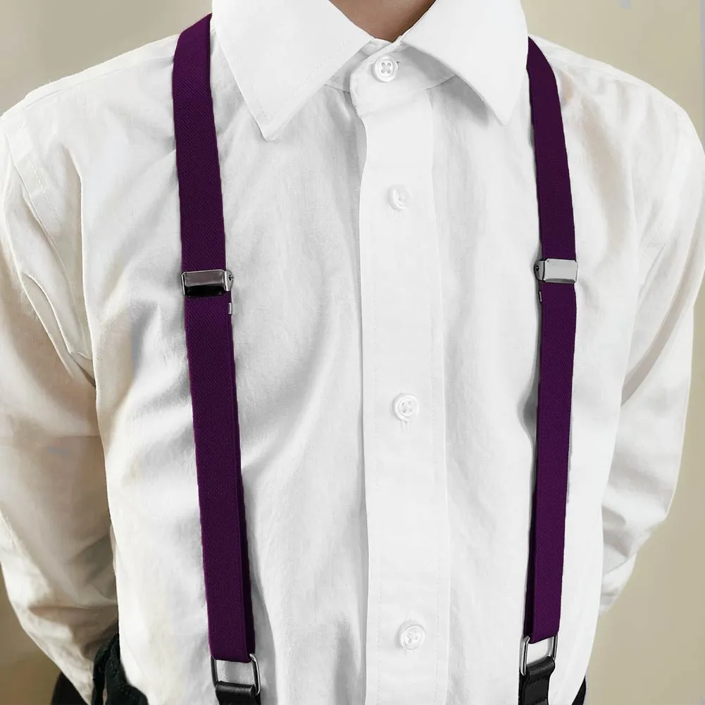 Boys' Eggplant Purple Skinny Suspenders