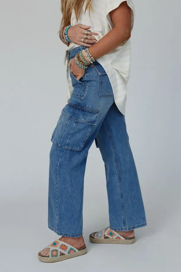 Britain Cargo Jeans - Medium Denim