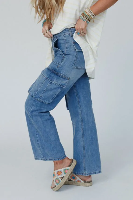 Britain Cargo Jeans - Medium Denim