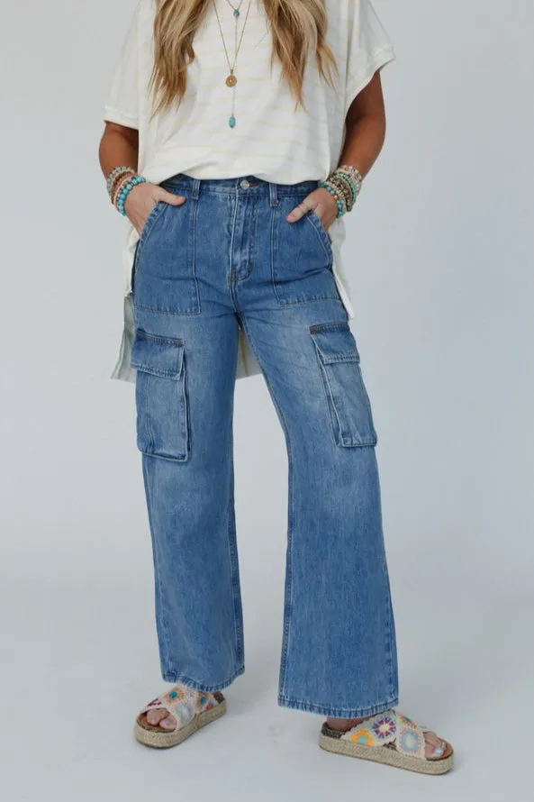 Britain Cargo Jeans - Medium Denim