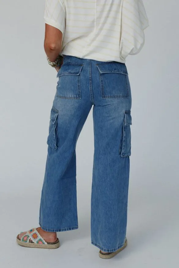 Britain Cargo Jeans - Medium Denim