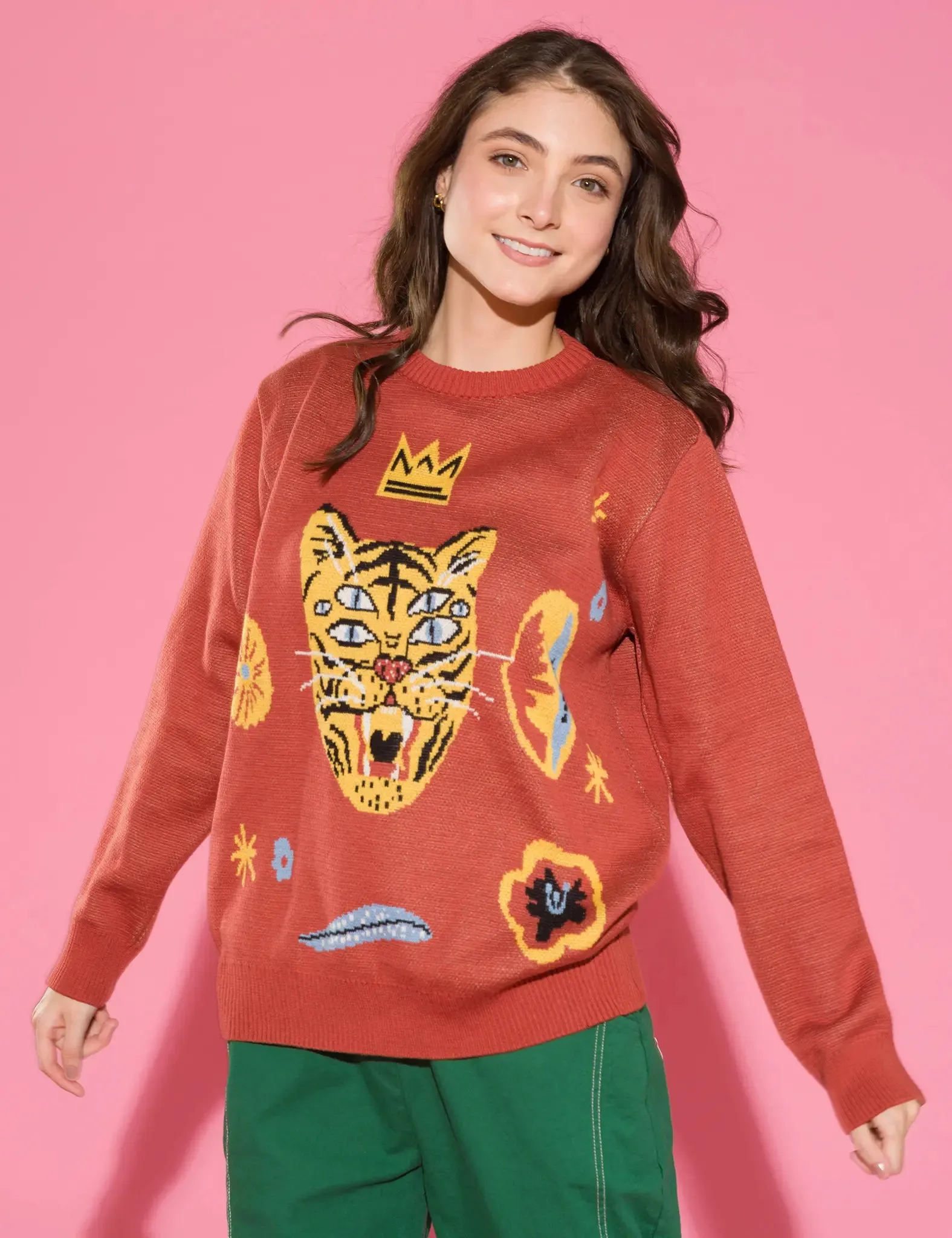 Brown Cotton Sweater - Happy Tiger