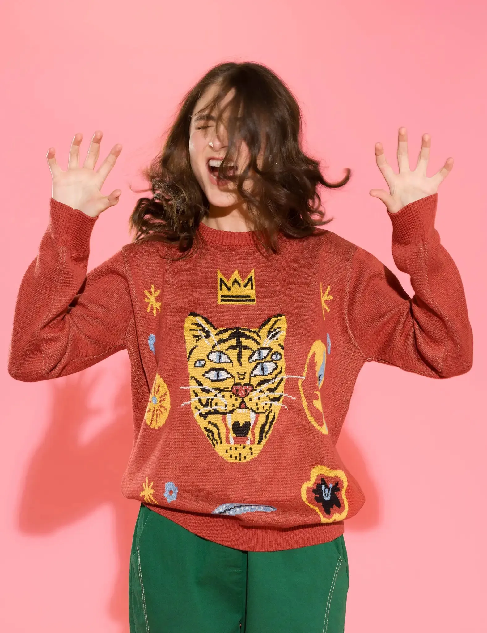Brown Cotton Sweater - Happy Tiger