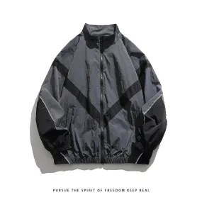 Chicmy-2024 Loose Korean Zipper Baseball Windbreaker Jacket Long Sleeve Outerwear  Men Women Fashion Windproof Bomber Jacket