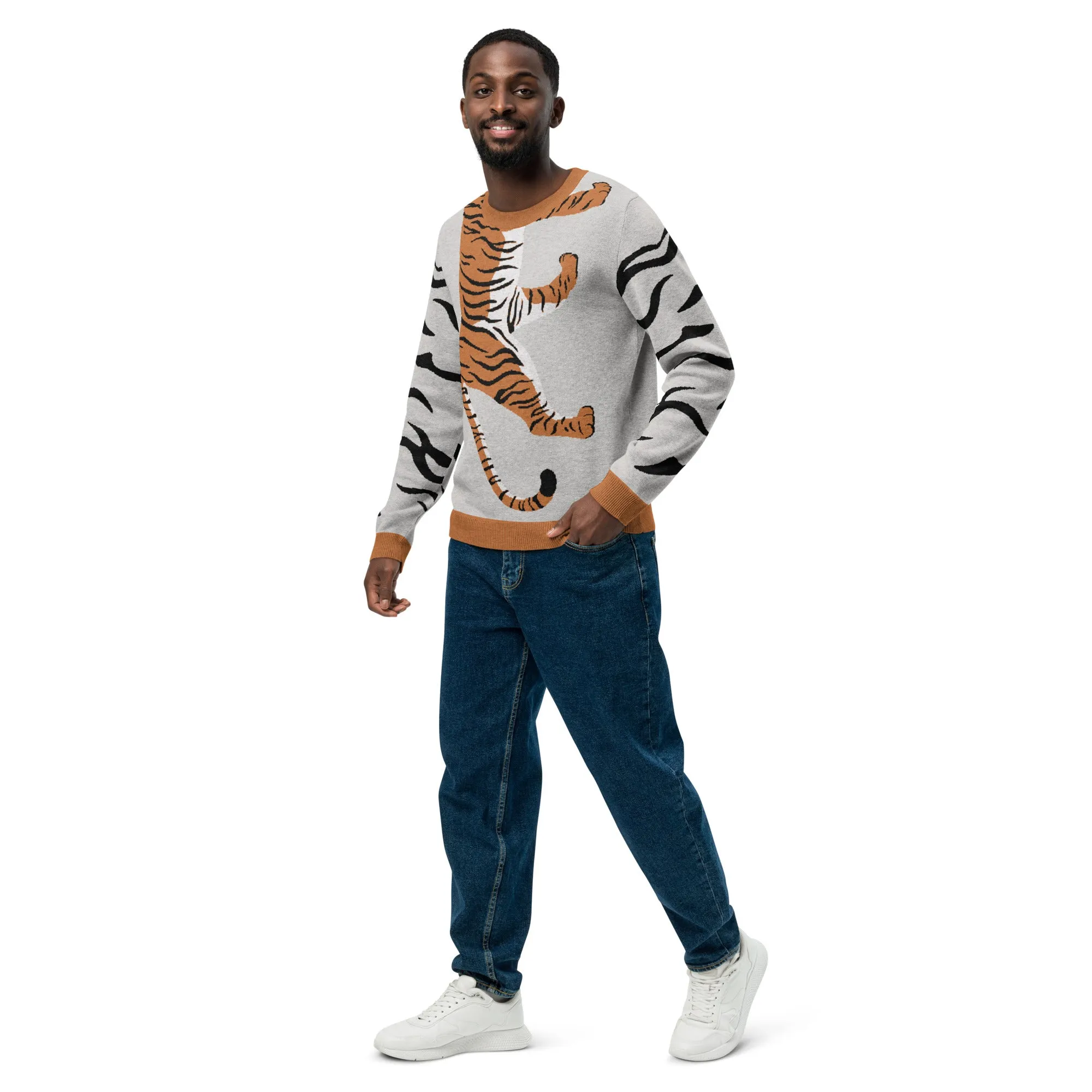Climbing to the Top in Grey Knitted Crewneck Sweater