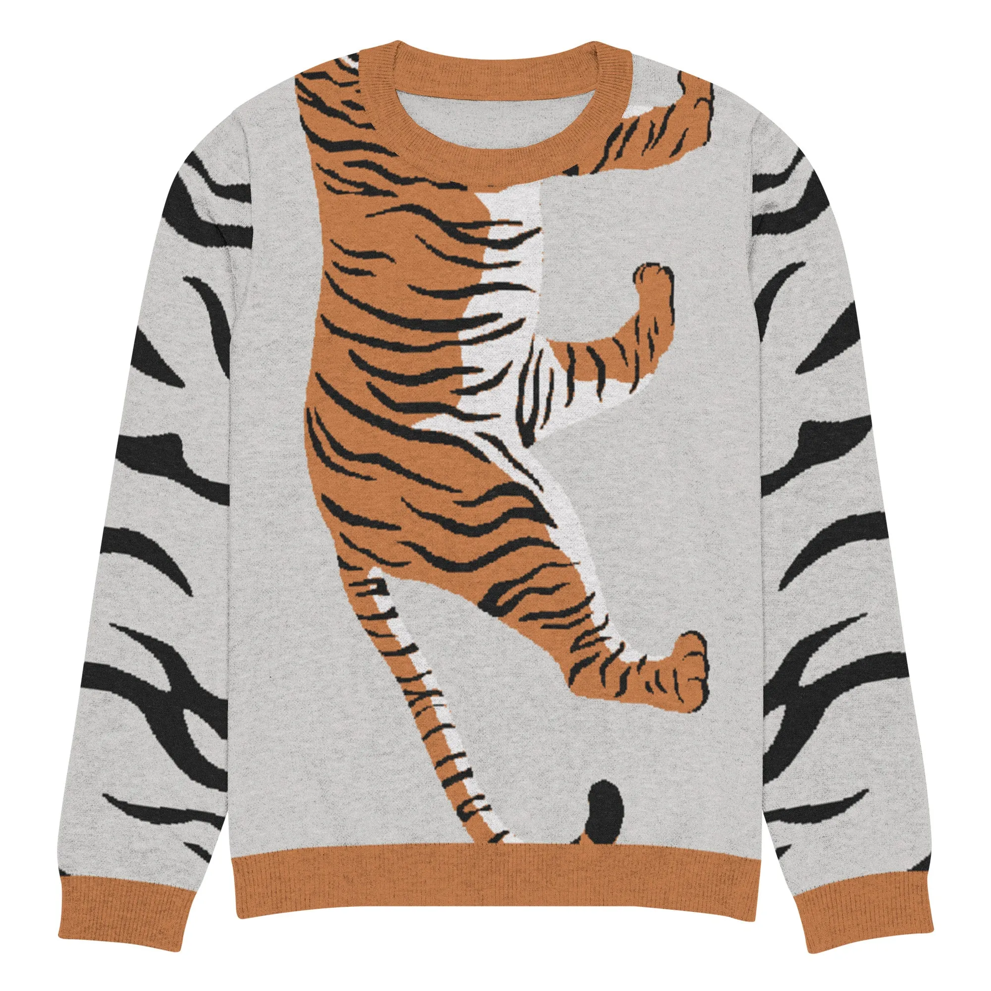 Climbing to the Top in Grey Knitted Crewneck Sweater