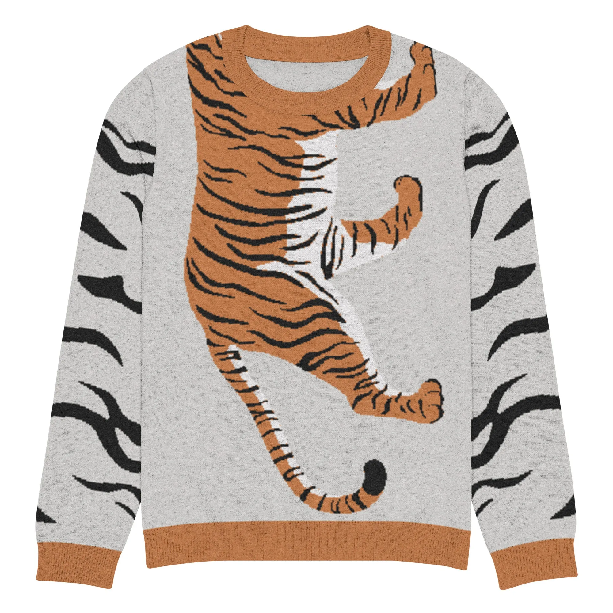 Climbing to the Top in Grey Knitted Crewneck Sweater