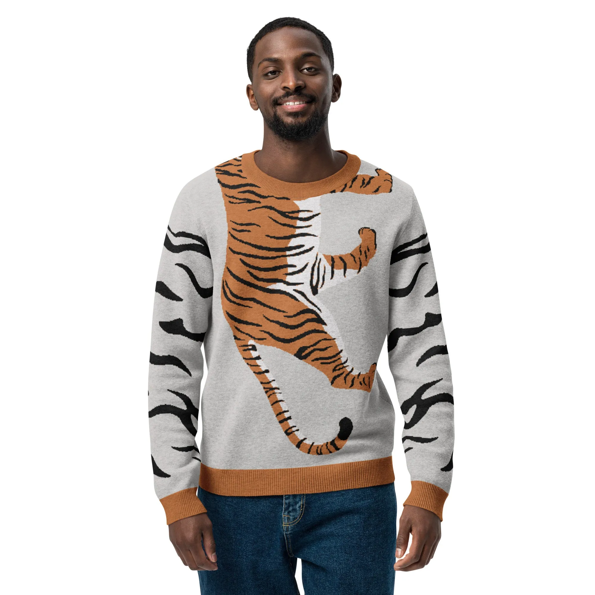 Climbing to the Top in Grey Knitted Crewneck Sweater