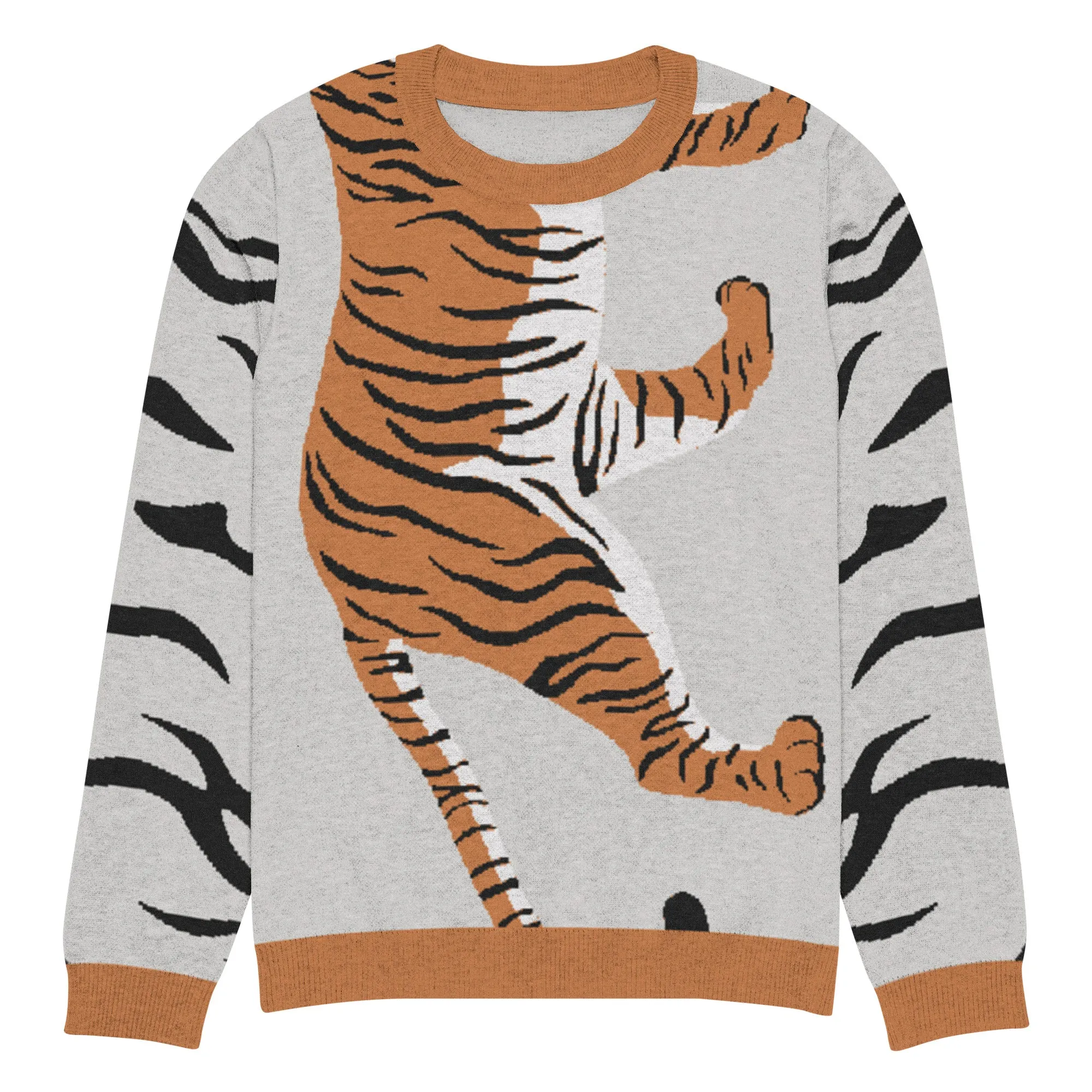 Climbing to the Top in Grey Knitted Crewneck Sweater