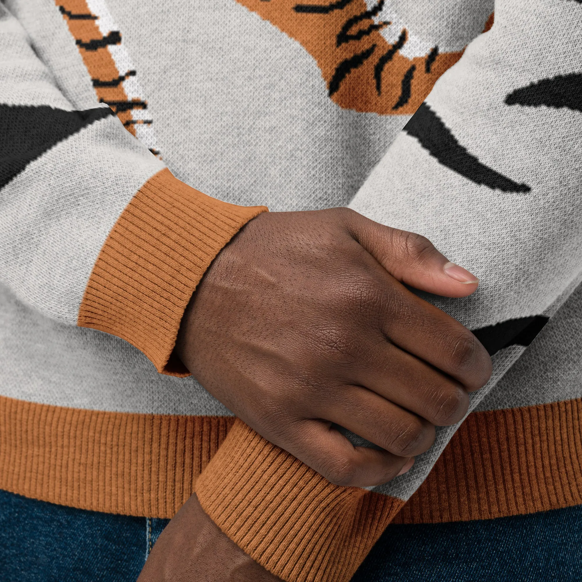 Climbing to the Top in Grey Knitted Crewneck Sweater