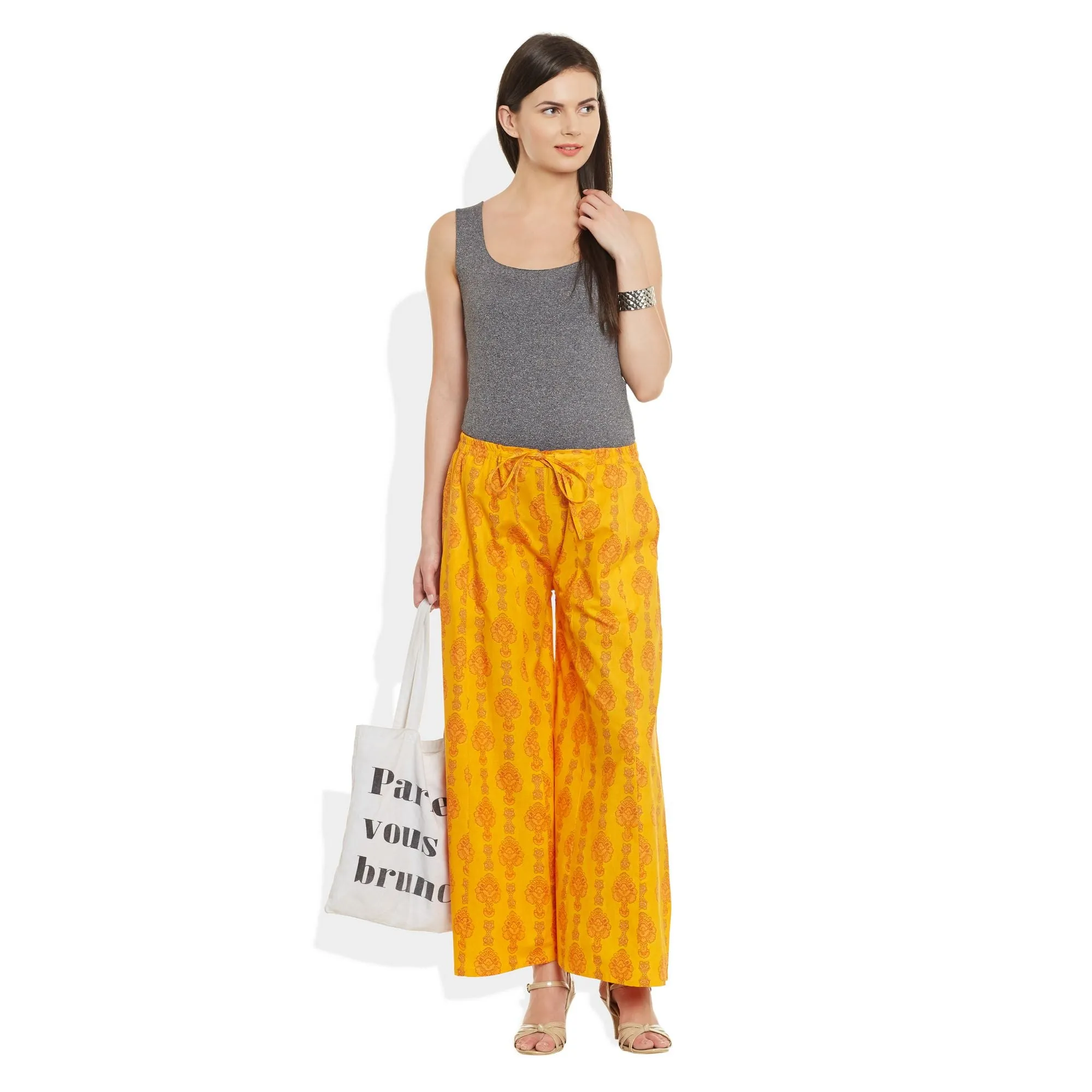 Cotton Printed Palazzo Pants For Women Indian,Medium,W-CPLZM-2712
