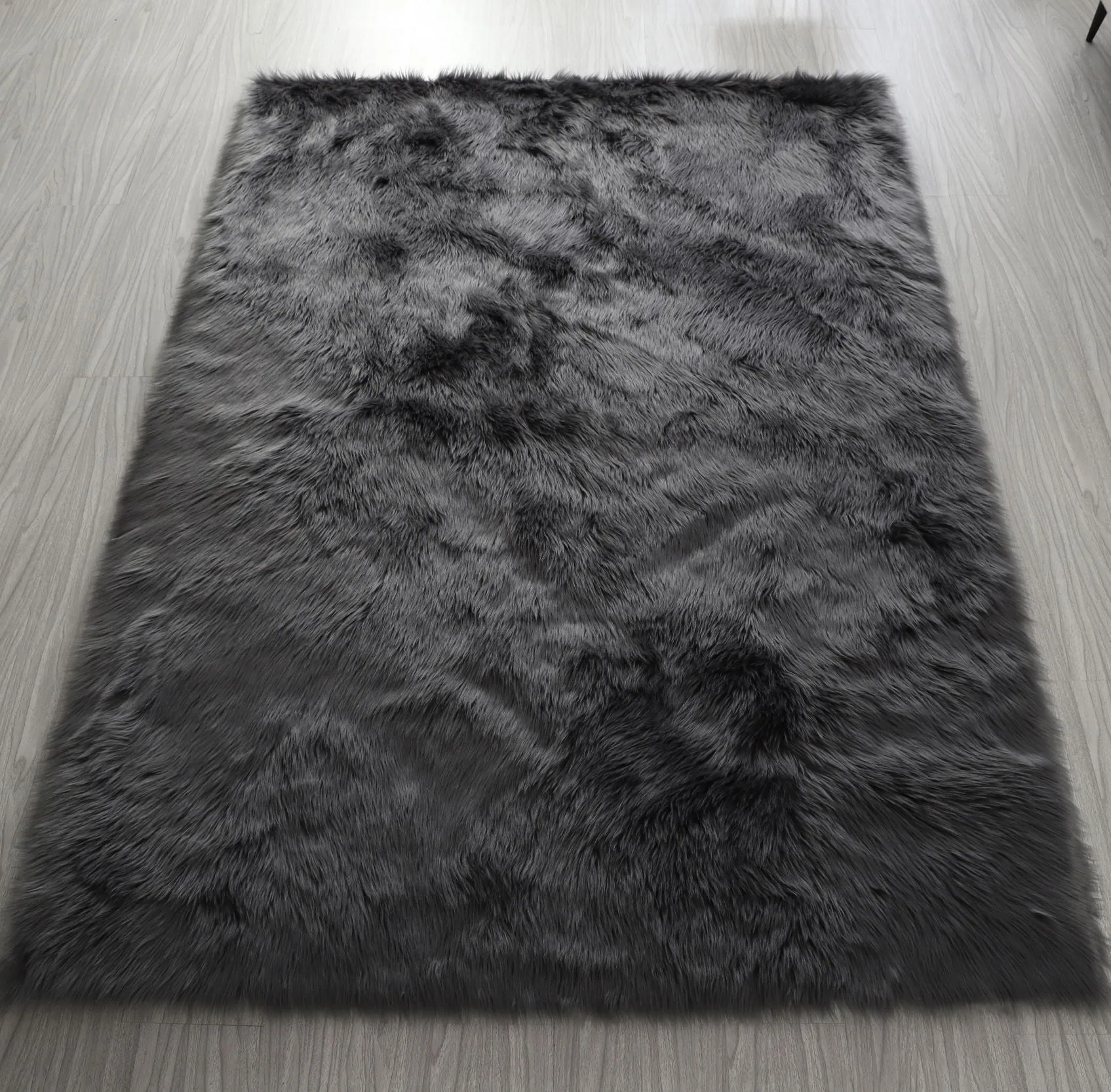 Cozy Collection Ultra Soft Fluffy Faux Fur Sheepskin Area Rug Gray