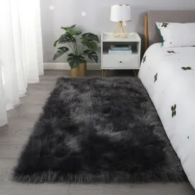 Cozy Collection Ultra Soft Fluffy Faux Fur Sheepskin Area Rug Gray