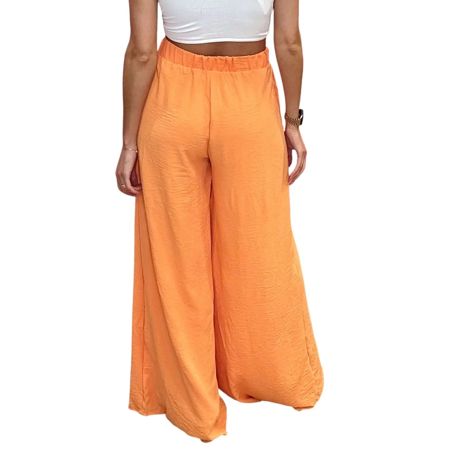 Crepe Palazzo Pants - Orange
