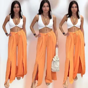Crepe Palazzo Pants - Orange
