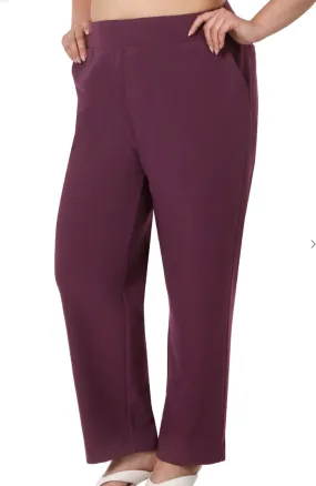 Curvy Gal  Stretch  Pull-On Dress Pants - Eggplant