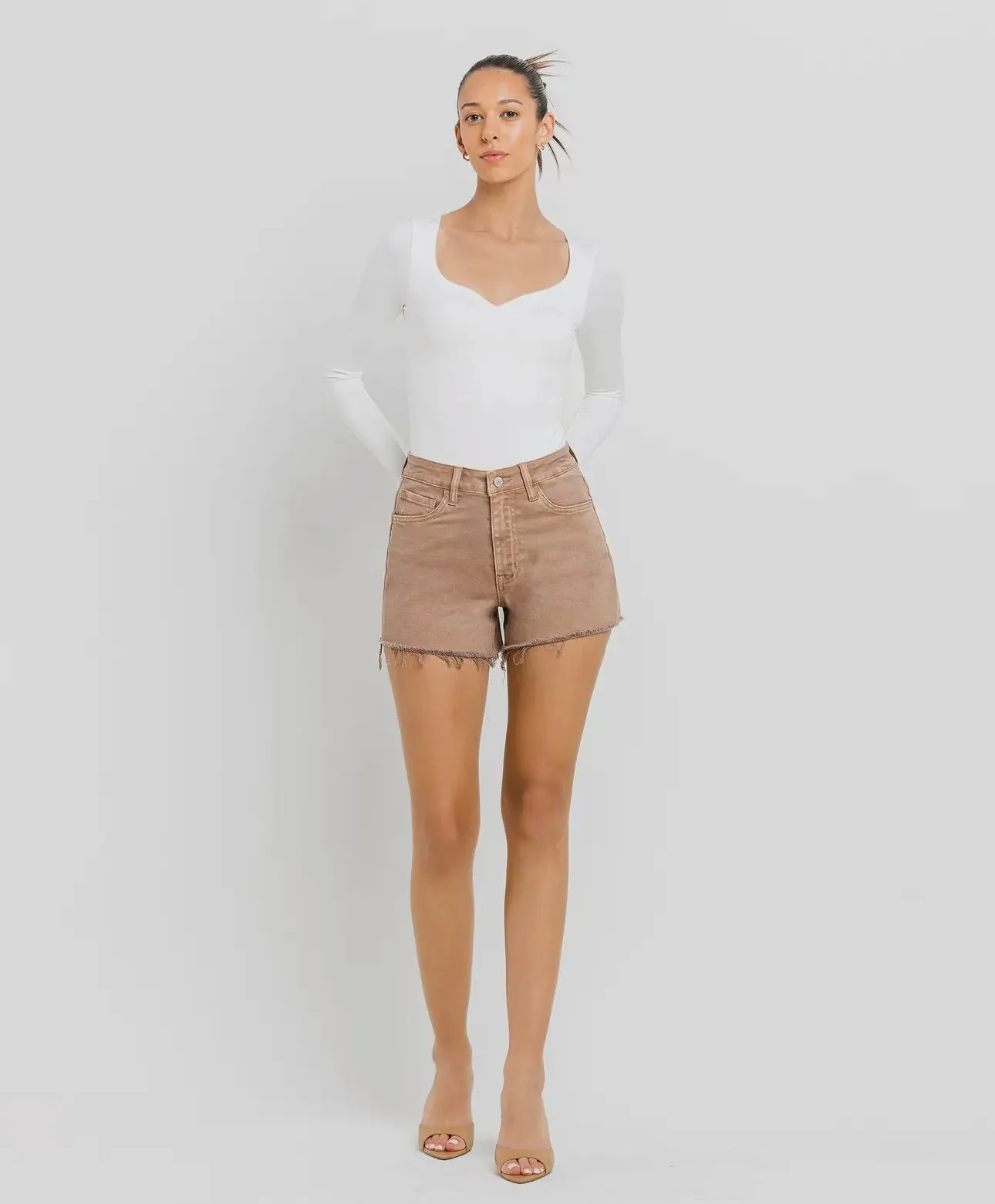 Dillon Super High Rise Raw Hem Short