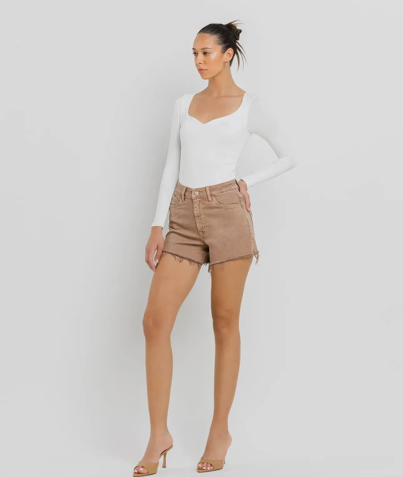 Dillon Super High Rise Raw Hem Short