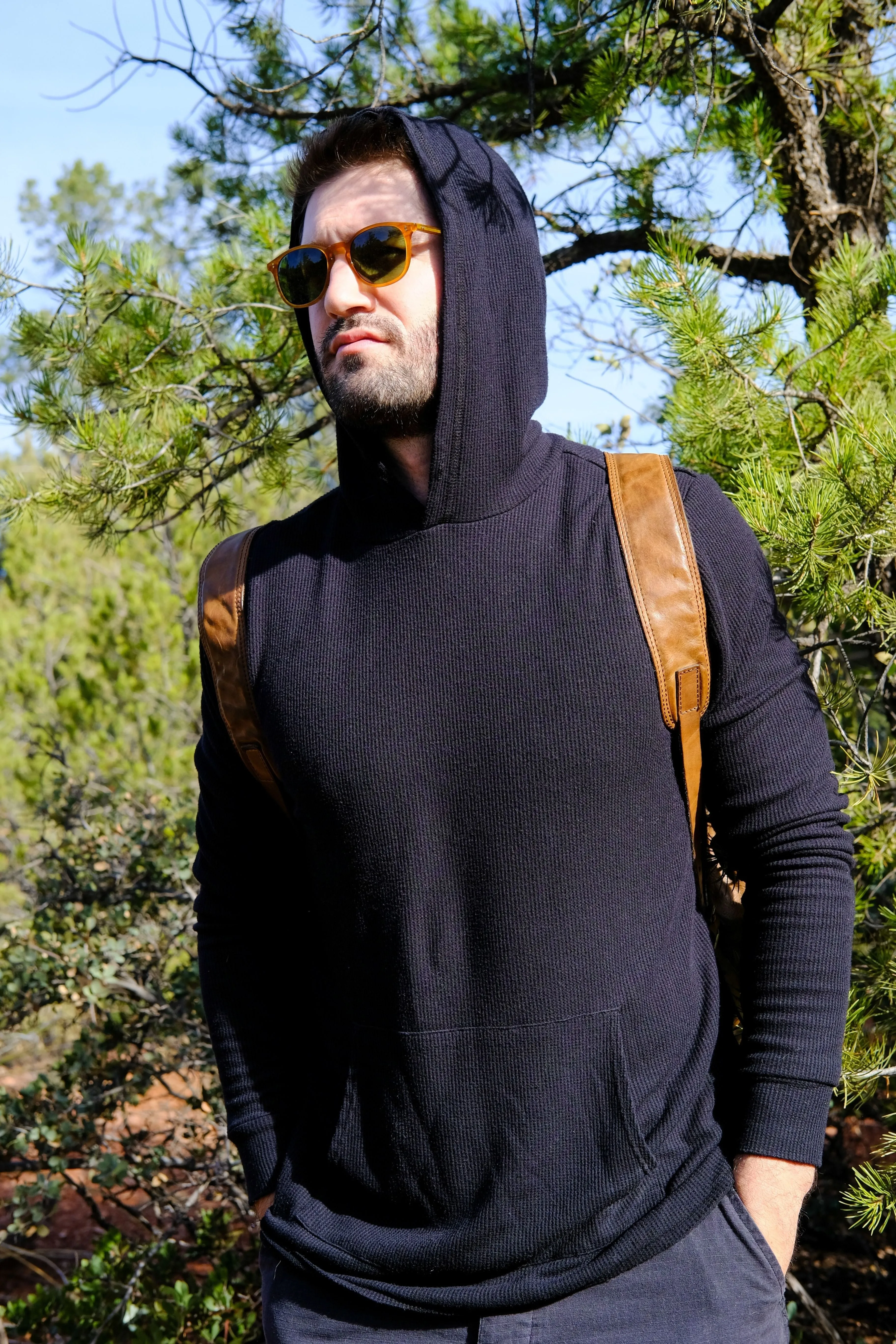 DOUBLE LAYER THERMAL HOODIE - BLACK