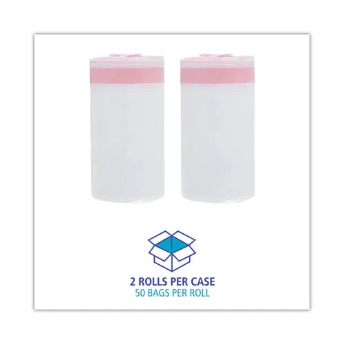 Drawstring Kitchen Bags, 13 Gal, 0.8 Mil, White, 50 Bags/roll, 2 Rolls/carton