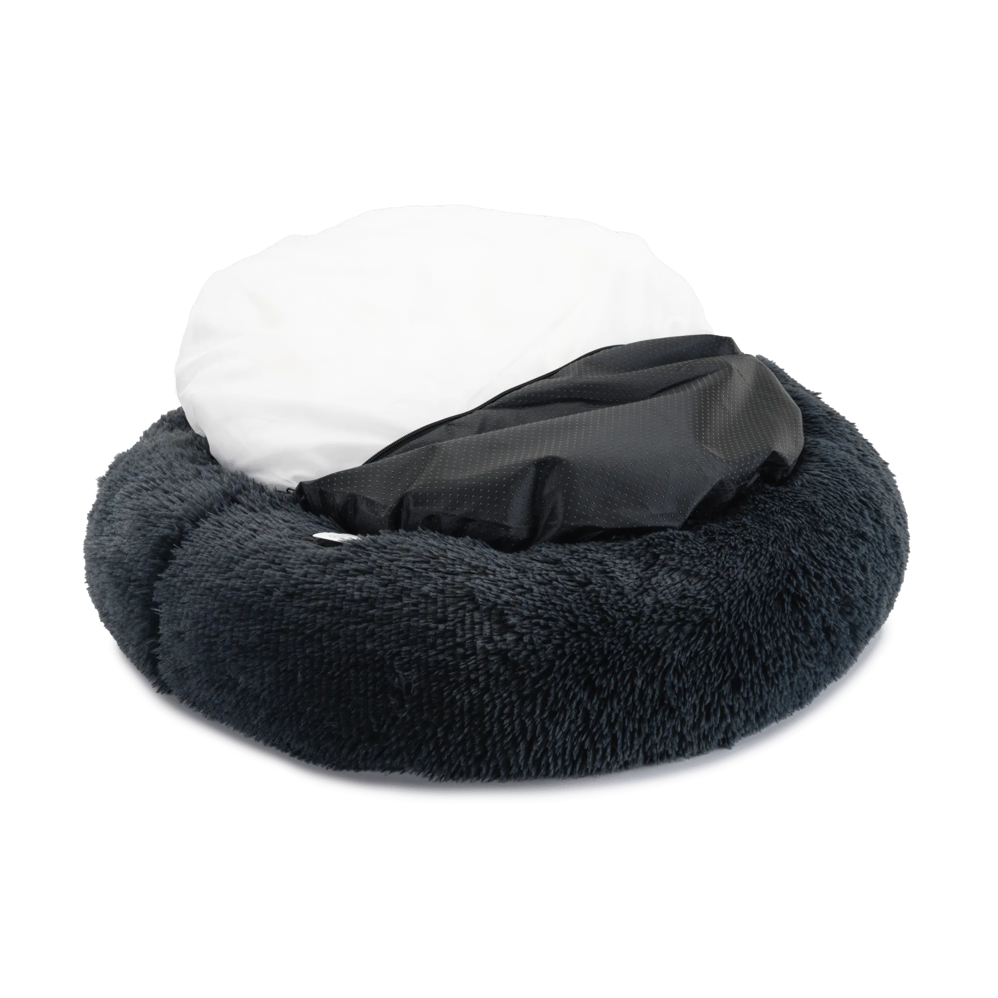 Eco Friendly Luxury Calming Donut Dog Bed, Dark Grey