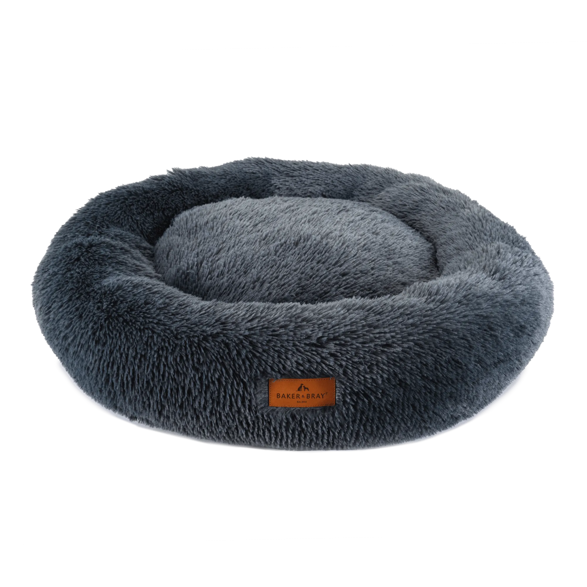 Eco Friendly Luxury Calming Donut Dog Bed, Dark Grey