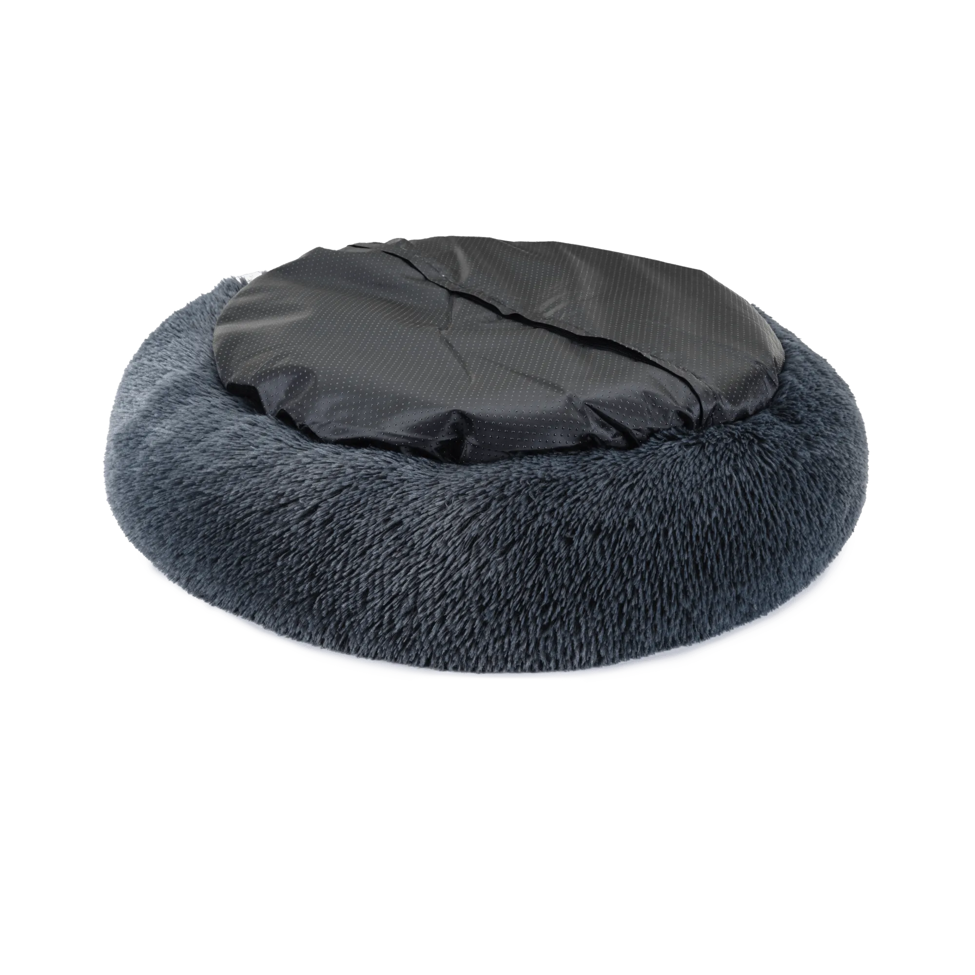 Eco Friendly Luxury Calming Donut Dog Bed, Dark Grey