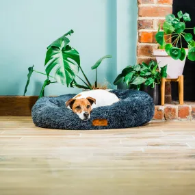 Eco Friendly Luxury Calming Donut Dog Bed, Dark Grey