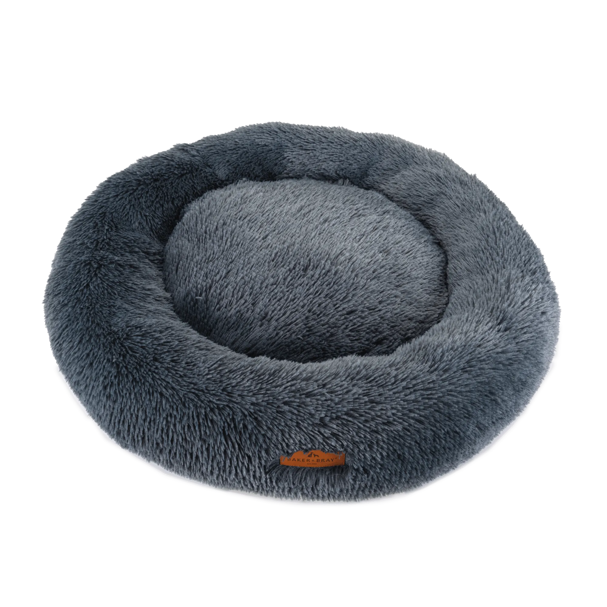 Eco Friendly Luxury Calming Donut Dog Bed, Dark Grey