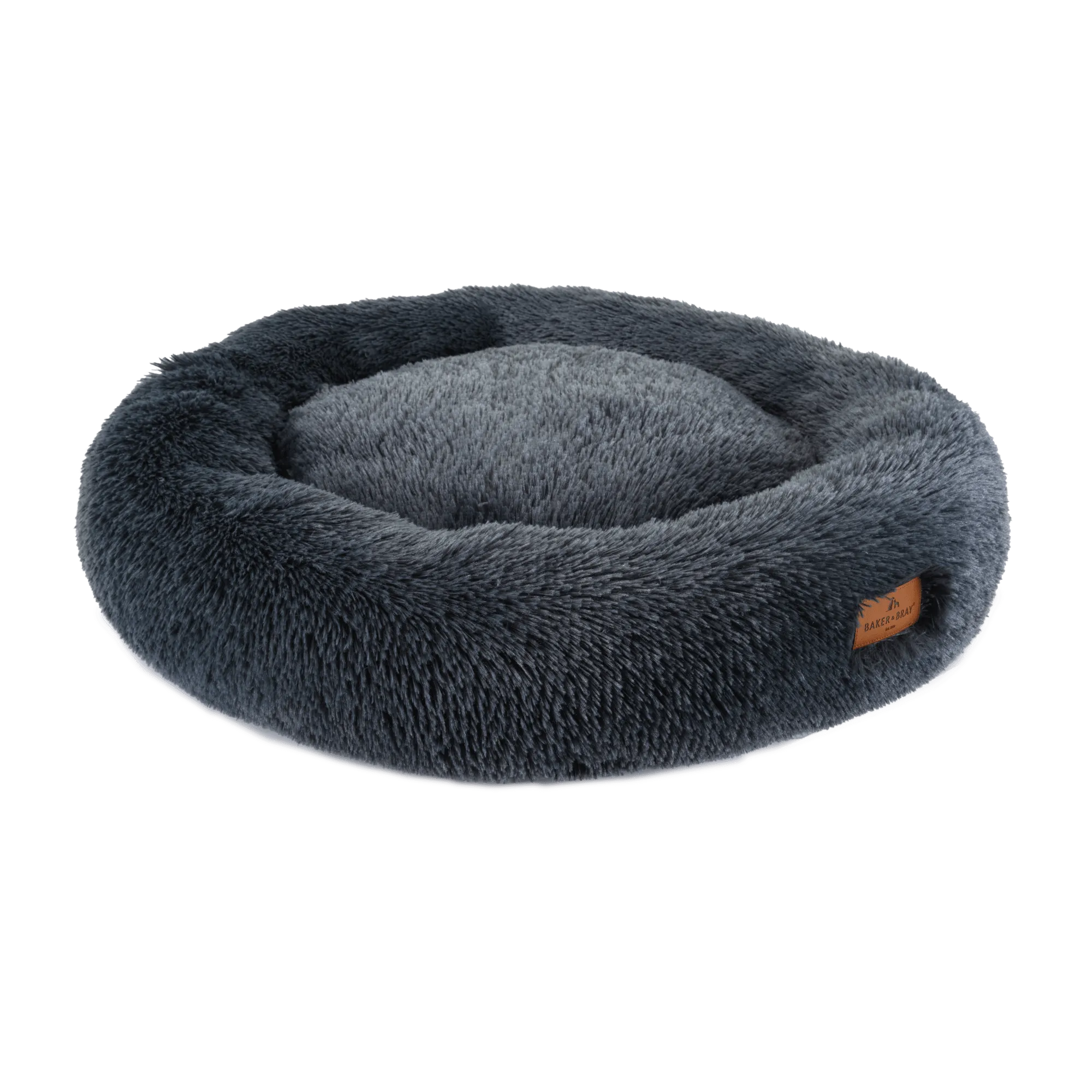 Eco Friendly Luxury Calming Donut Dog Bed, Dark Grey